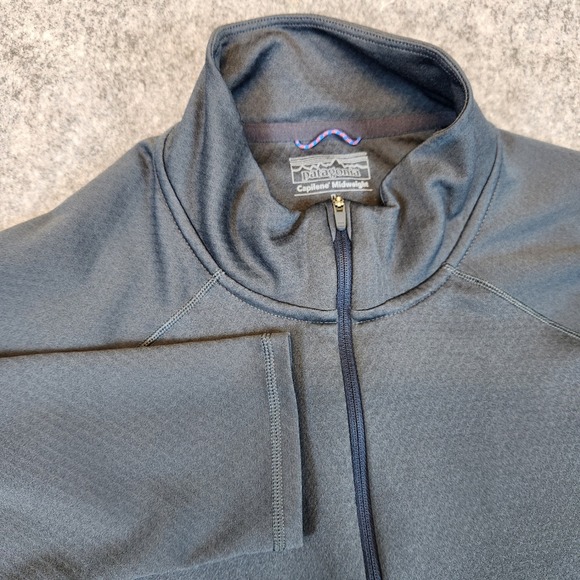 Patagonia Capilene Midweight Baselayer Shirt Men L Black 1/2 Zip Pullover Active - Picture 1 of 8